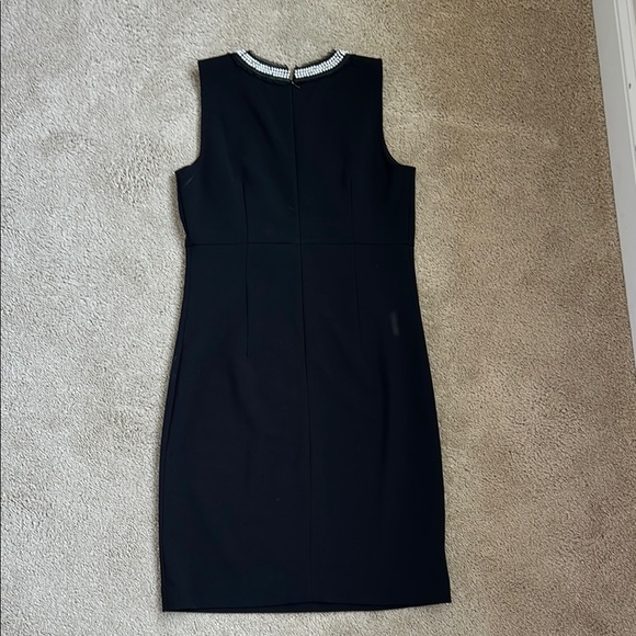 NWT Ann Taylor Loft Outlet Black Sleeveless Dress/ Embellished Pearl Neckline, 4 - Picture 2 of 7